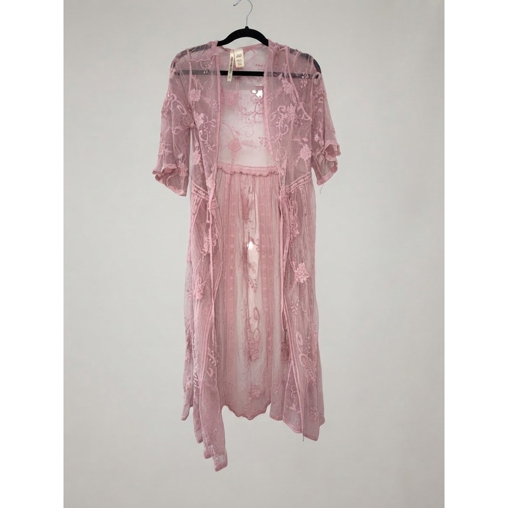 Forgotten Grace Dusty Pink Lace Duster Kimono‎ Fairycore Boho Romantic S